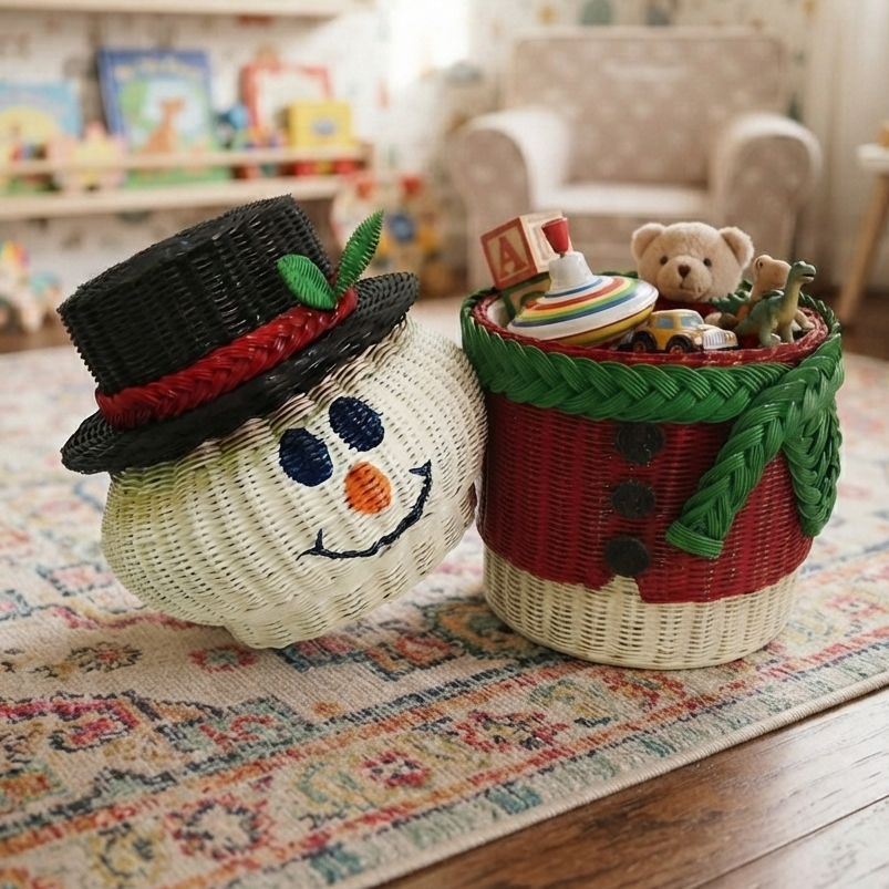 Snowman Rattan Basket (SE)