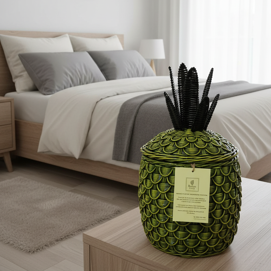 Pineapple Storage Basket Green (S) SE