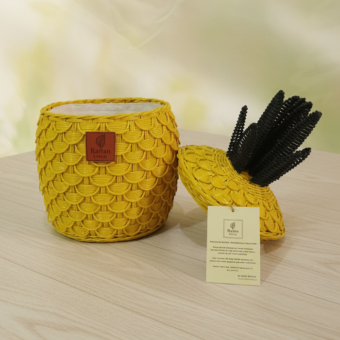 Pineapple Storage Basket Yellow (S)