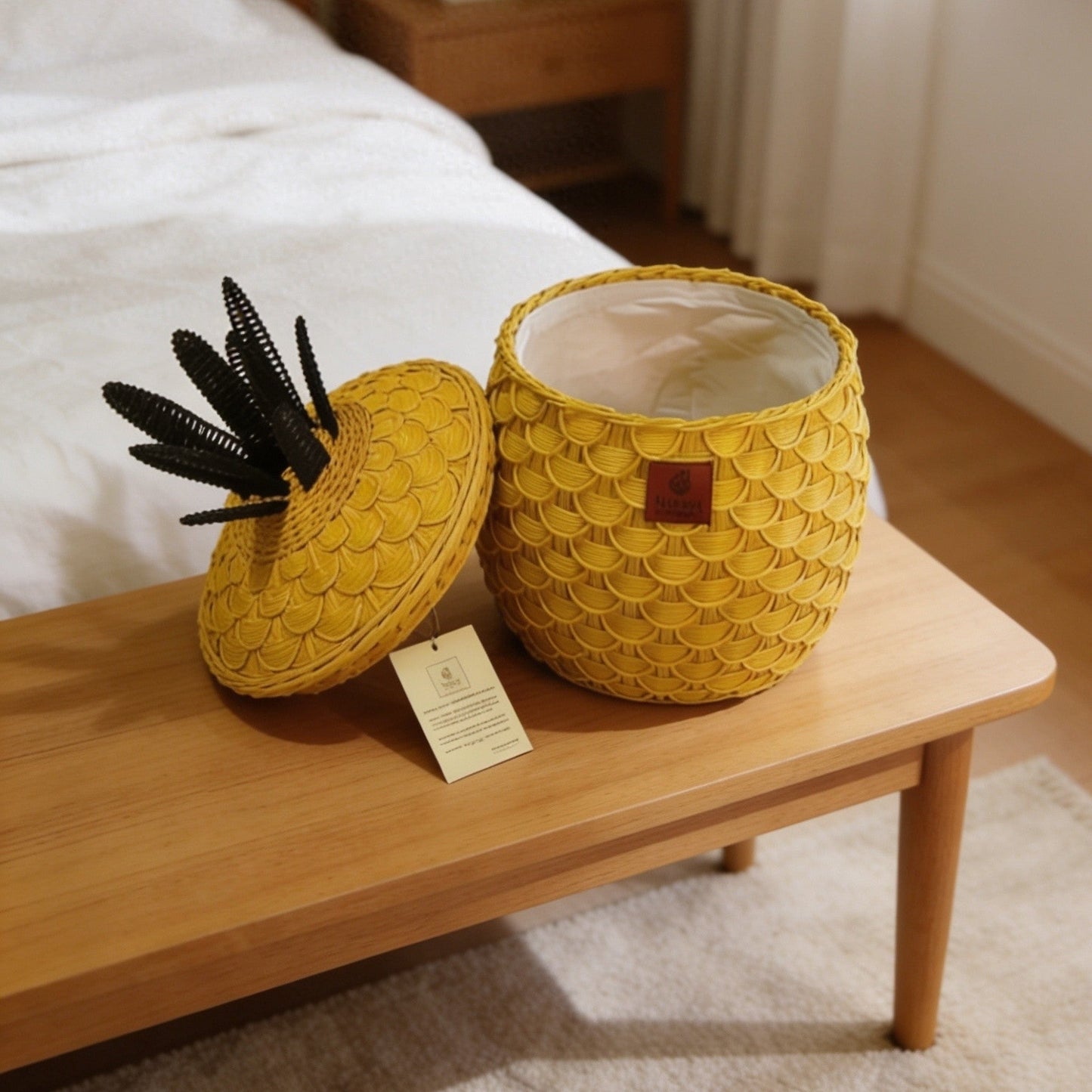 Pineapple Storage Basket Yellow (M)