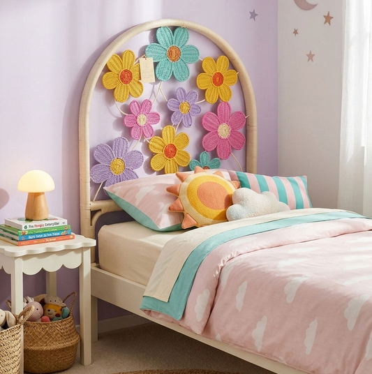 Belle Floral Rattan Headboard