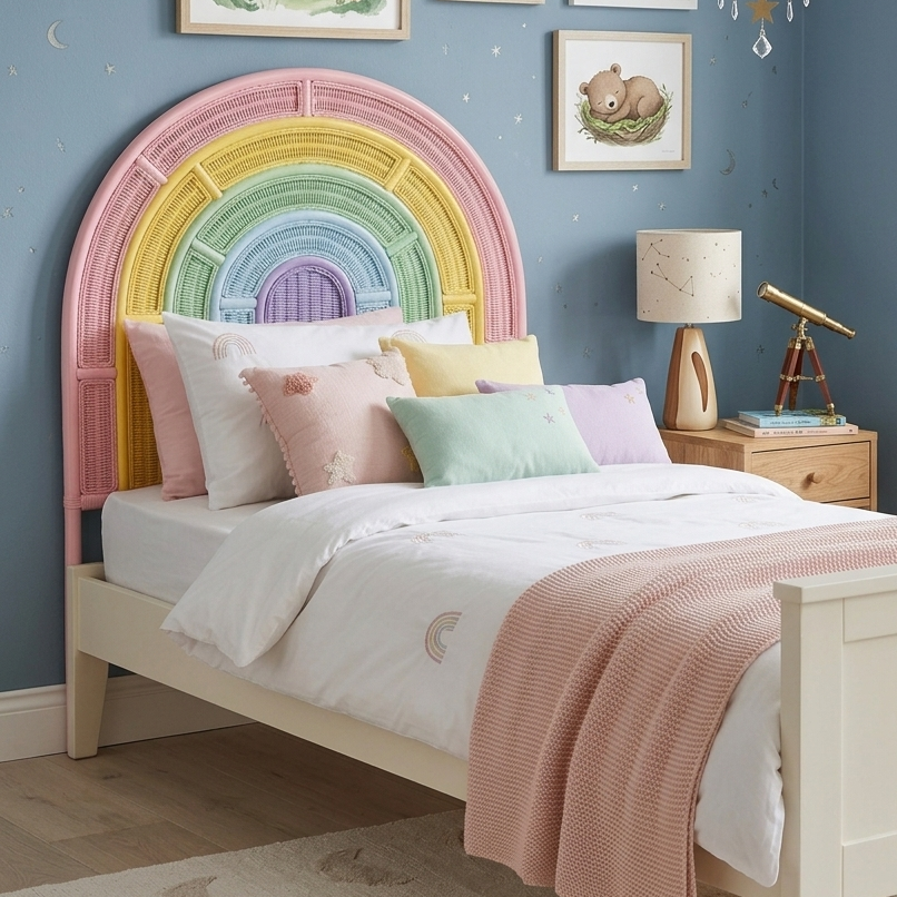 Annie Rainbow Rattan Headboard