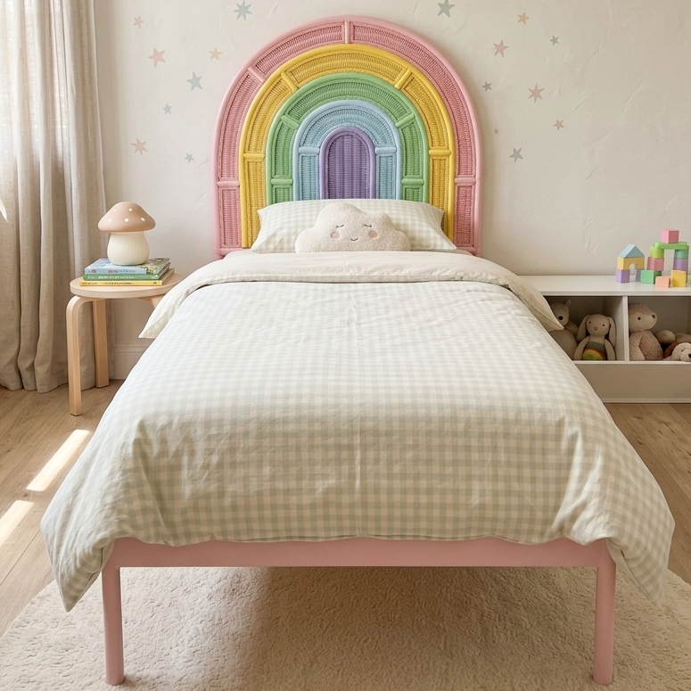 Annie Rainbow Rattan Headboard