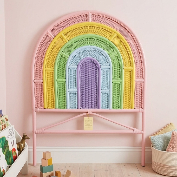 Annie Rainbow Rattan Headboard