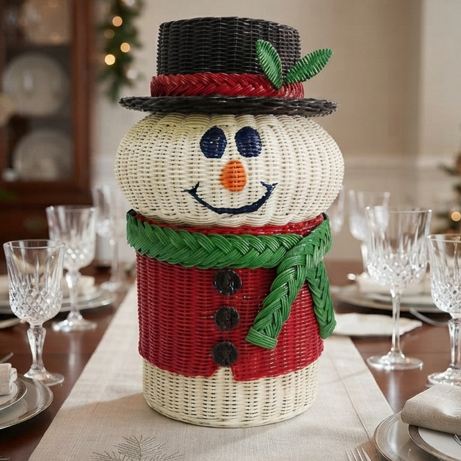 Snowman Rattan Basket (SE)