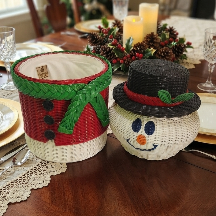Snowman Rattan Basket (SE)
