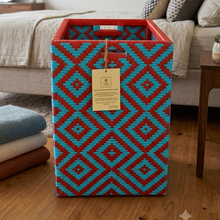 Cordelia Laundry Basket (Red / Blue)