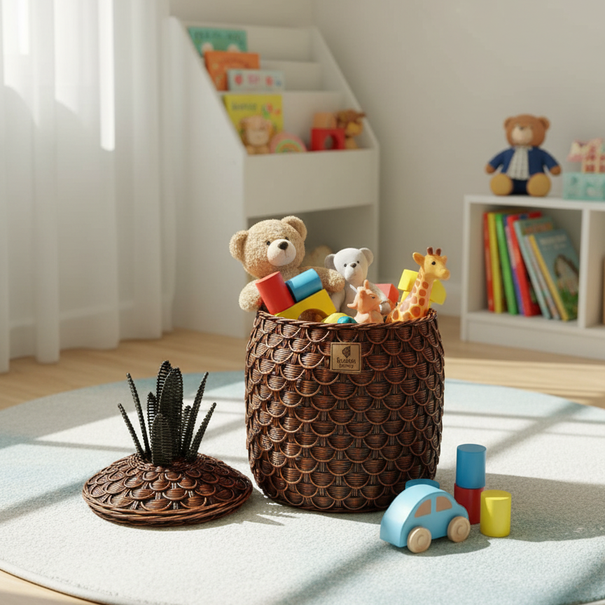 Pineapple Storage Basket Bronze (M) SE