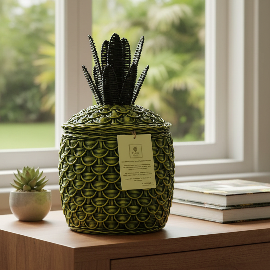 Pineapple Storage Basket Green (S) SE