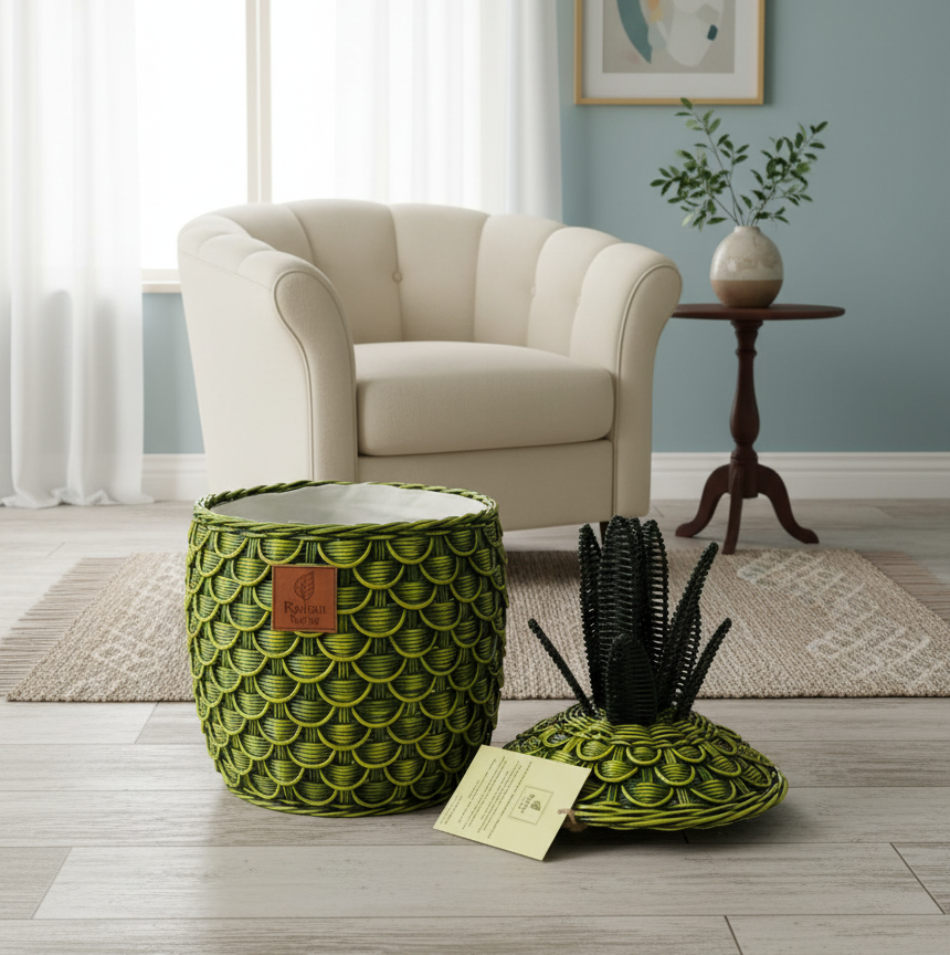 Pineapple Storage Basket Green (S) SE