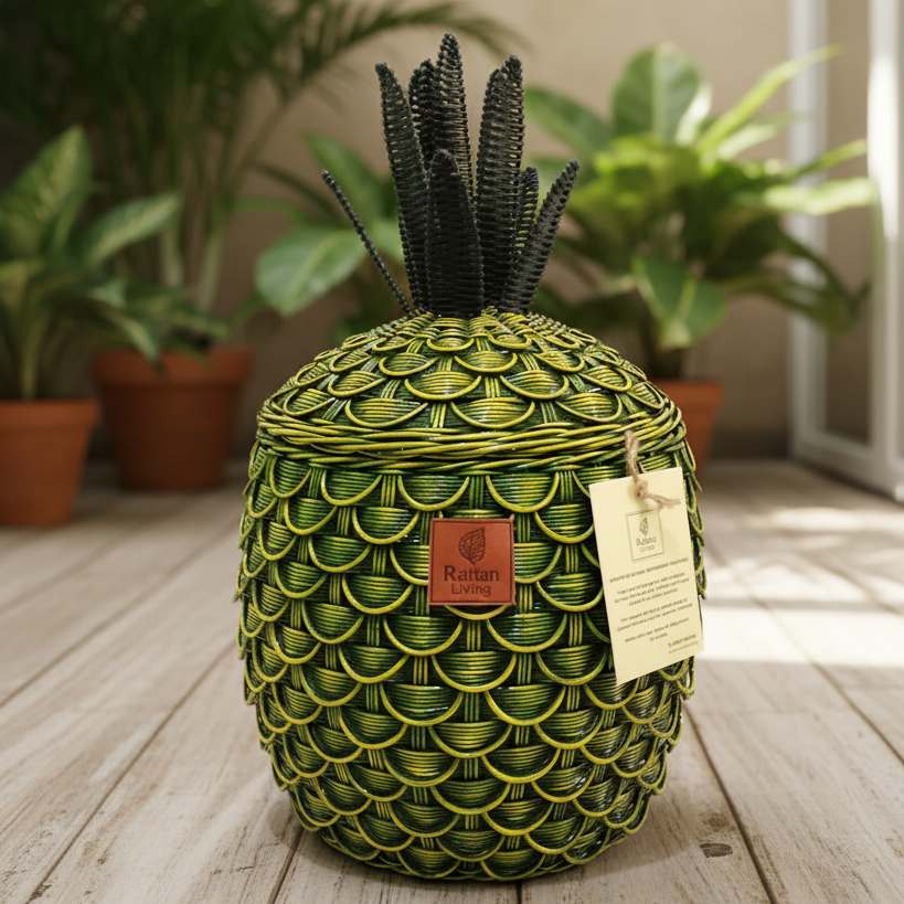 Pineapple Storage Basket Green (M) SE